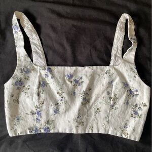 Reformation Linen Floral Sleeveless Crop Top 6